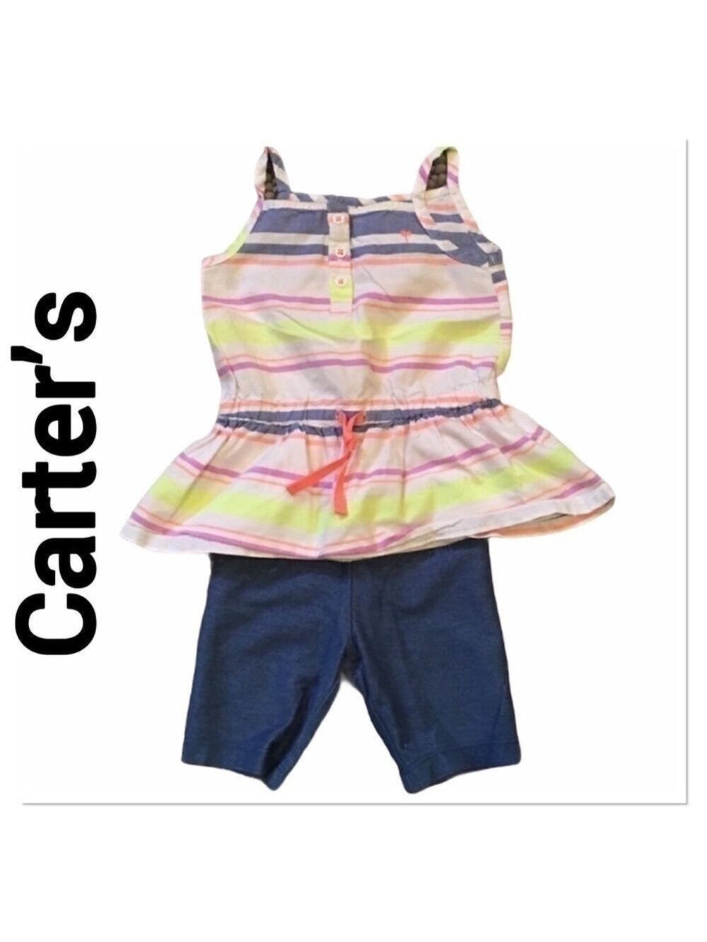 CARTER’S Striped Peplum Tank & Shorts size 2T - Picture 2 of 3